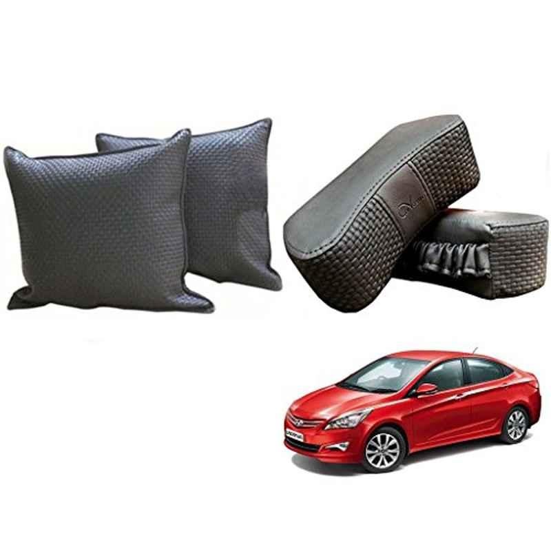 Kozdiko One Pair Grey Neck Rest & One Pair Cushion Combo for Hyundai Verna Fluidic 4S