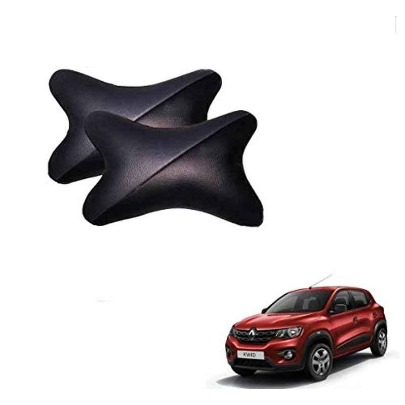 Kozdiko 2 Pcs Memory Foam Grey & Black Car Neck Rest Cushion Pillow Set for Renault Kwid