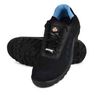 Agarson Niko Leather Steel Toe Black & Blue Safety Shoes, Size: 8