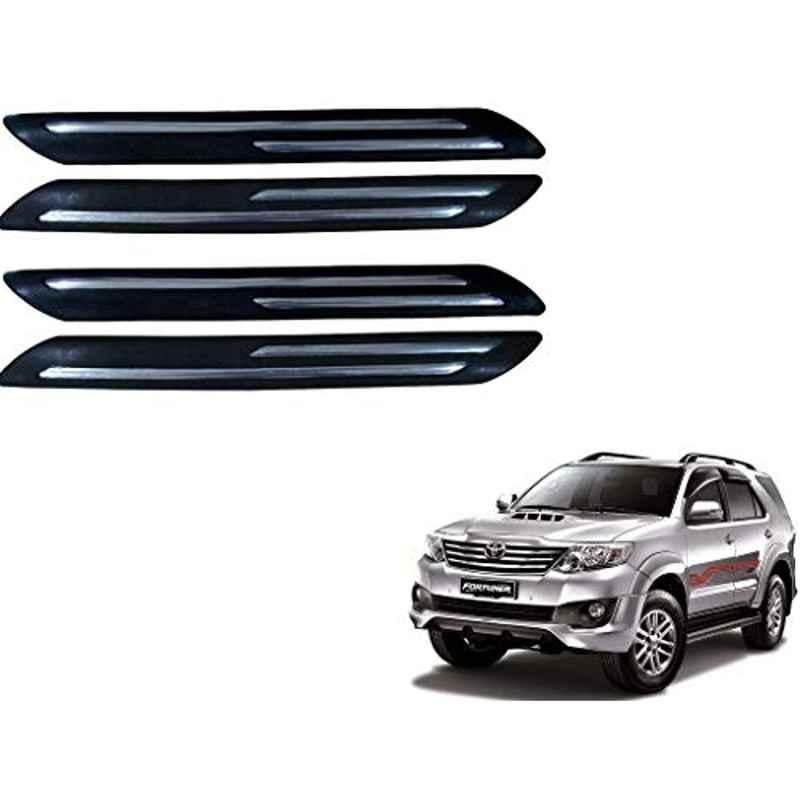 Kozdiko 4 Pcs PVC Black Double Chrome Finish Car Bumper Protector Set for Toyota Old Fortuner