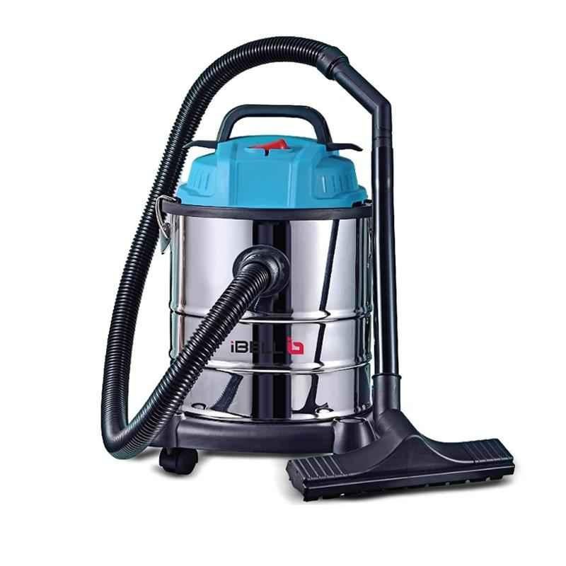 iBELL Active-1200S 1200W 17kPa 20L Stainless Steel Silver & Blue HEPA Canister Wet & Dry Vacuum Cleaner