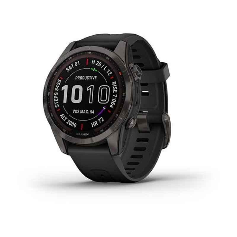 Garmin Fenix 7S Sapphire Solar Edition 42mm Carbon Grey Smart Watch, 010-02539-25