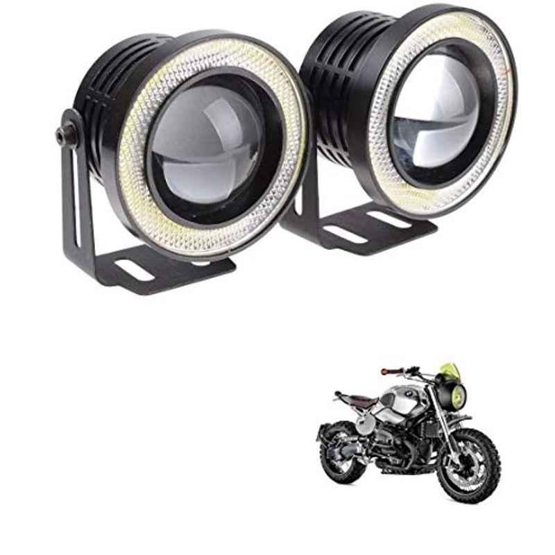 Kozdiko 2 Pcs 15W 3.5 inch High Power White LED Projector COB Fog Light Set with White Angel Eye Ring for BMW R Ninet, koz_88322