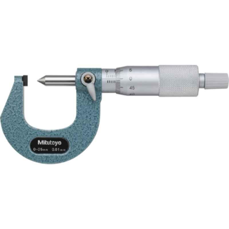Mitutoyo 0-25mm Point Spindle & Blade Anvil Crimp Height Micrometer, 112-401