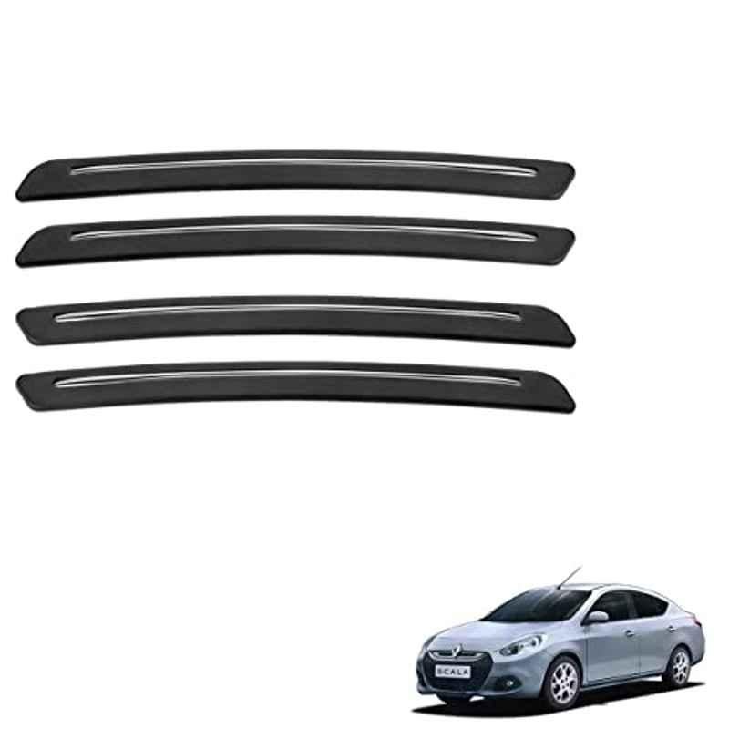 Kozdiko 4 Pcs Rubber Black Car Bumper Protector Set with Chrome Strip for Renault Scala