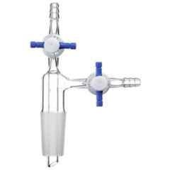 ABGIL B-19 Borosilicate 3.3 Glass Vacuum Flow Control Adapter with PTFE Stopcock & Two Hose Connection, ABG347