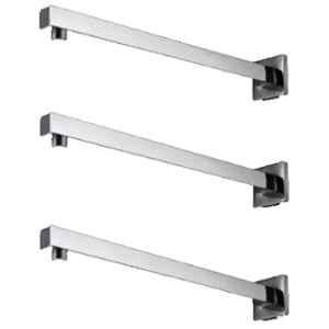 Fastgear 9 inch Steel & Brass Chrome Finish Square Showerhead Arm with Wall Flange (Pack of 3)