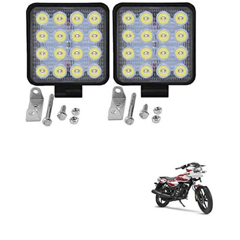Kozdiko 2 Pcs 48W 16 LED Square Bright Beam White Fog Light Set for TVS Sports, koz_92953