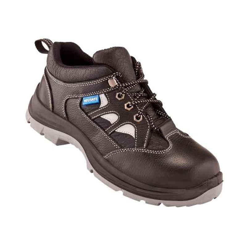 Neosafe A7026 Spacer Tango Leather Low Ankle Steel Toe Black Work Safety Shoes, Size: 10
