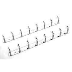 Plantex Wall Hooks for Hanging Cloth/Stainless Steel Towel Hangers/Bathroom Robe Hooks/Door Hangers/Wall Hook Rack/Hook Rail for Hanging Keys 8 Hooks (Pack of 2), Chrome
