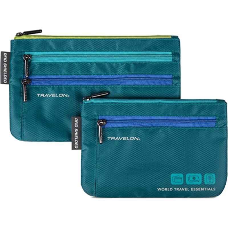 Travelon Polyester Ripstop Peacock Teal World Travel Essentials Bag (Pack of 2)