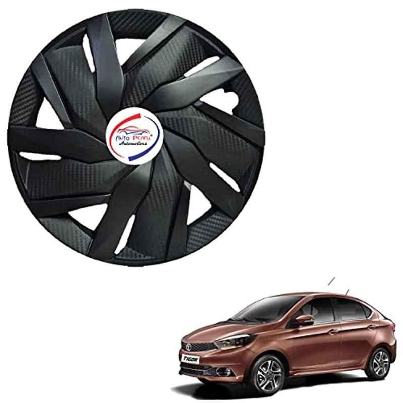 Auto Pearl 4 Pcs 13 inch ABS Black EGLS32 Hubcap Wheel Cover Set with Retention Ring for Tata Tiagor