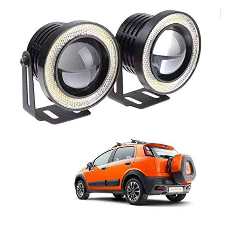 Kozdiko 2 Pcs 15W 3.5 inch High Power White LED Projector COB Fog Light Set with White Angel Eye Ring for Fiat Avventura, koz_89265
