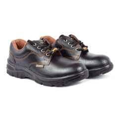 Agarson Desire Leather Steel Toe Single Density Black Safety Shoes, Size: 9