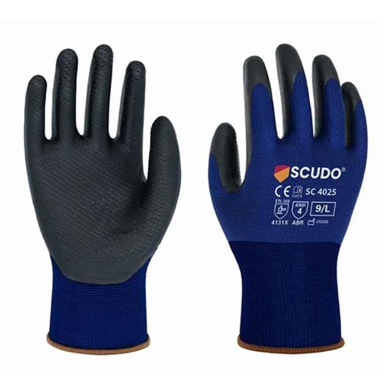 Scudo SC-4025 Dark Grey Fleximax Nitrile Foam Grip Hand Gloves, Size: L
