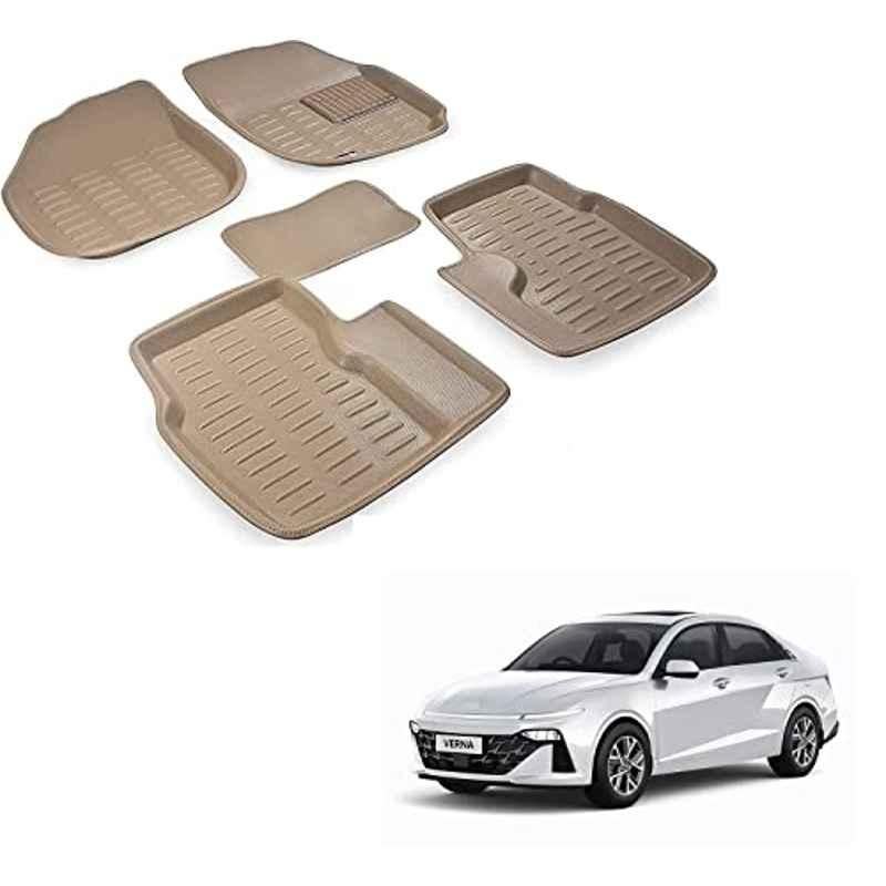 Kozdiko 3D Beige Car Foot Mat Set for Hyundai New Verna 2023-Present, xvfcgfcg68