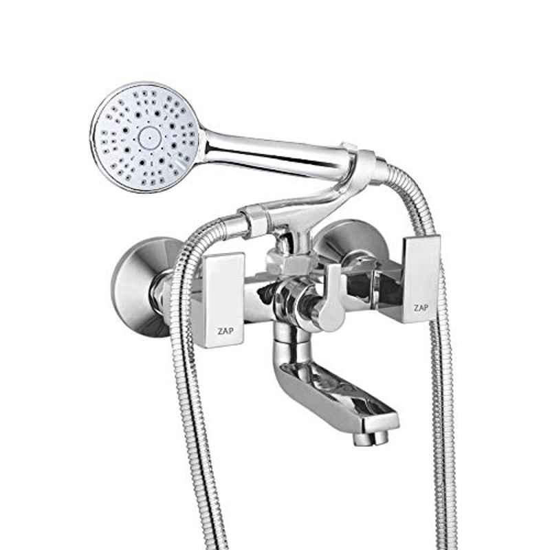 ZAP Brass Chrome Finish Silver 2 In 1 Wall Mixer Set