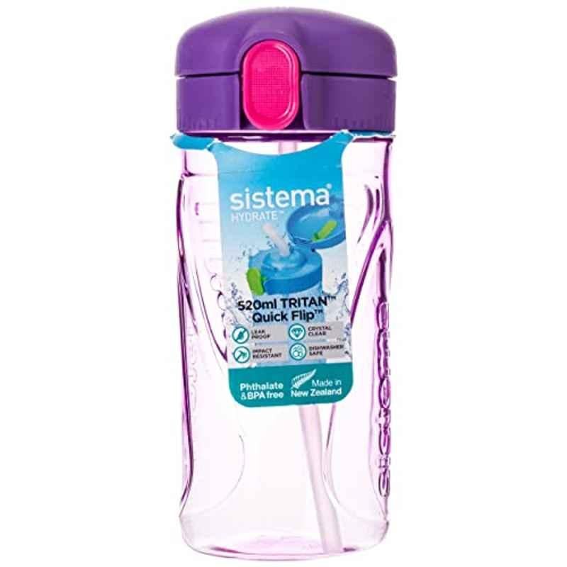 Sistema 520ml Plastic Purple Tritan Quick Flip Bottle, 6200