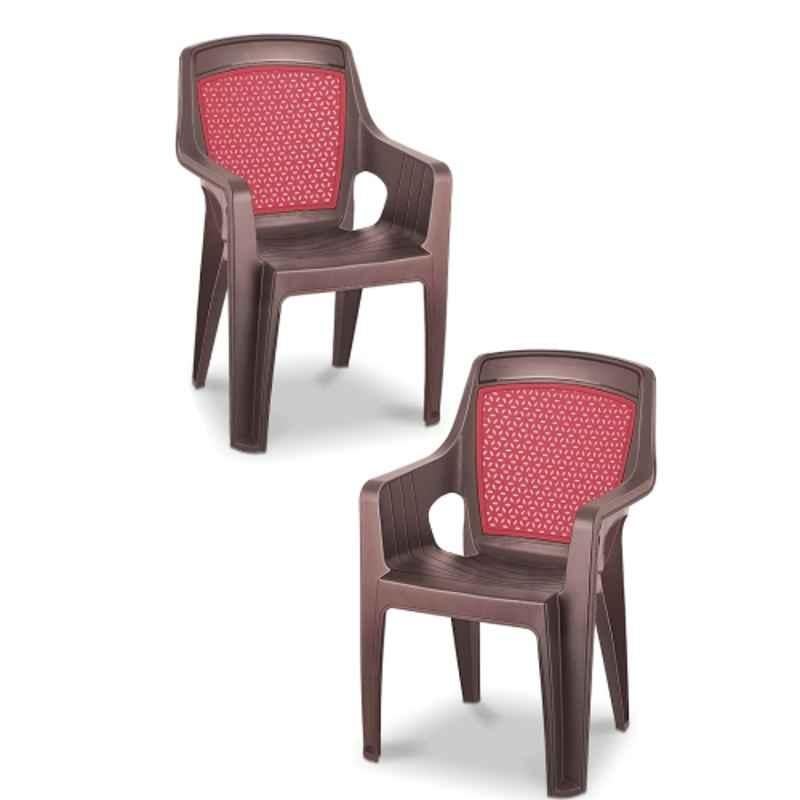 Maharaja Safari114 560x565x840mm Plastic Red Heavy Duty Luxury Armrest Chair (Pack of 2)