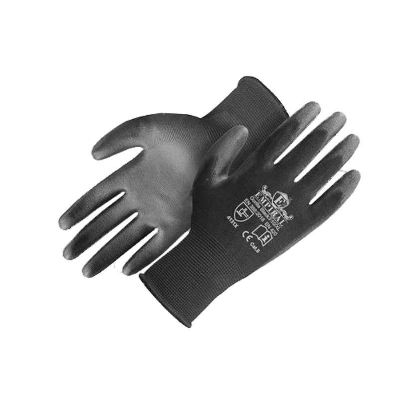 Empiral Gorilla Black II E101573120 100% Polyester Black PU Palm Coated Gloves, Size: M