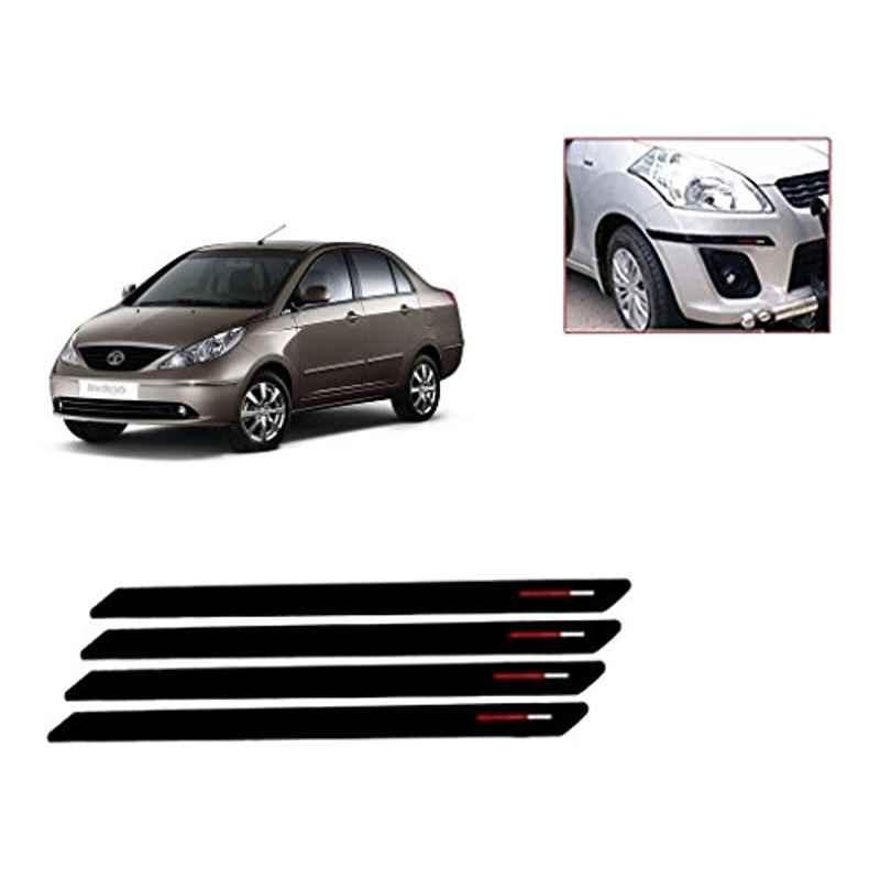 Kozdiko 4 Pcs Black & Red Bumper Protector Set for Tata Indigo