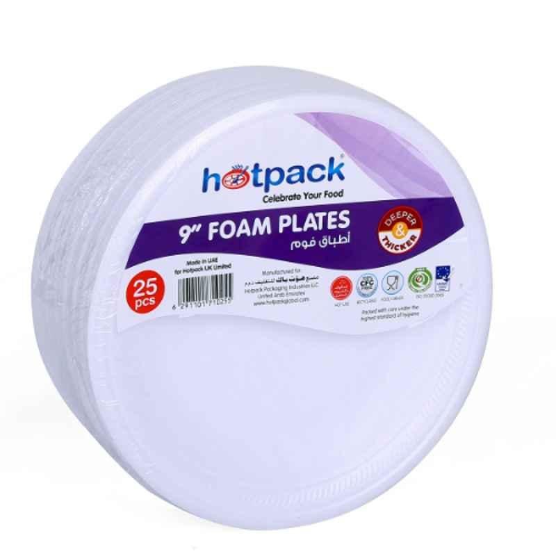Hotpack 25Pcs 9 inch Foam Round Plate Set, RFP9B