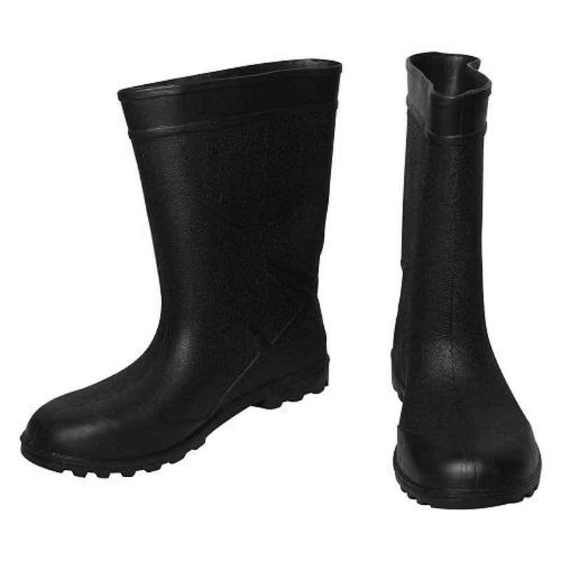 Safe Dot GB-03 11 inch PVC Rubber Toe Black Gumboots, Size: 9