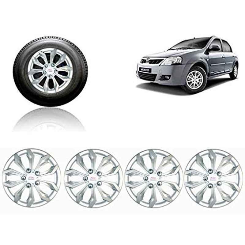 Auto Pearl 4 Pcs 14 inch ABS Silver Car Wheel Cover Set for Mahindra Varito