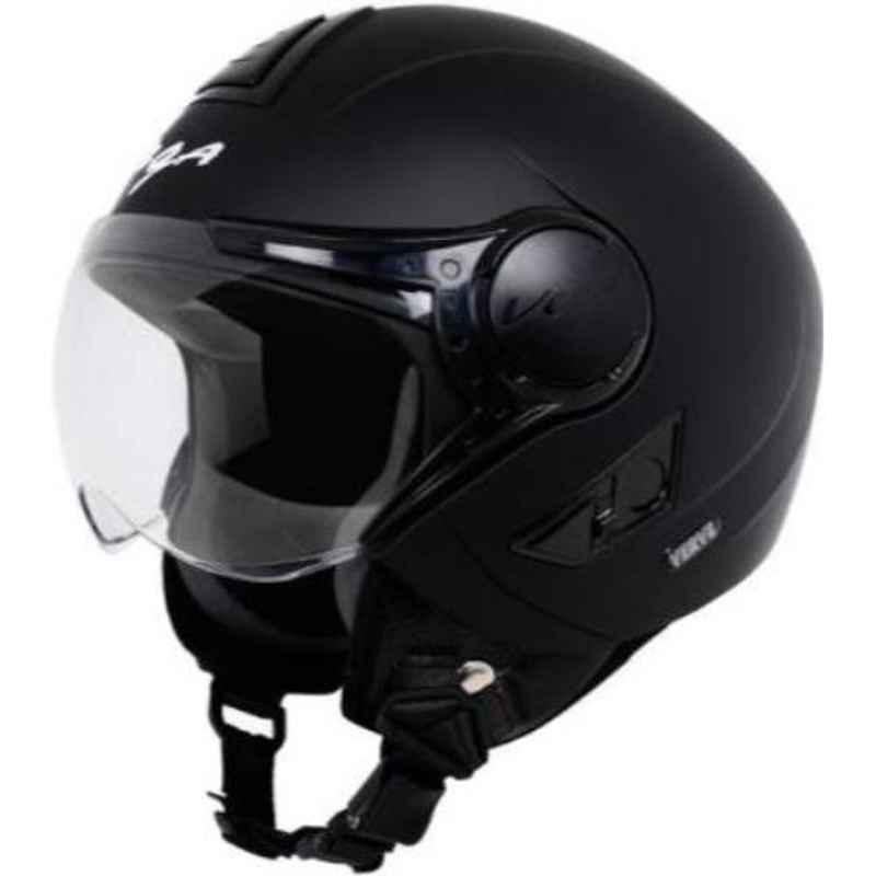 Vega Verve Dull Black Open Face Motorbike Helmet, Size (M, 570 mm)