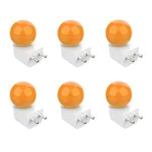 Fybros Bloom 0.5W Polycarbonate Orange Round LED Night Bulb with Plug & Play, FLS5296F (Pack of 6)