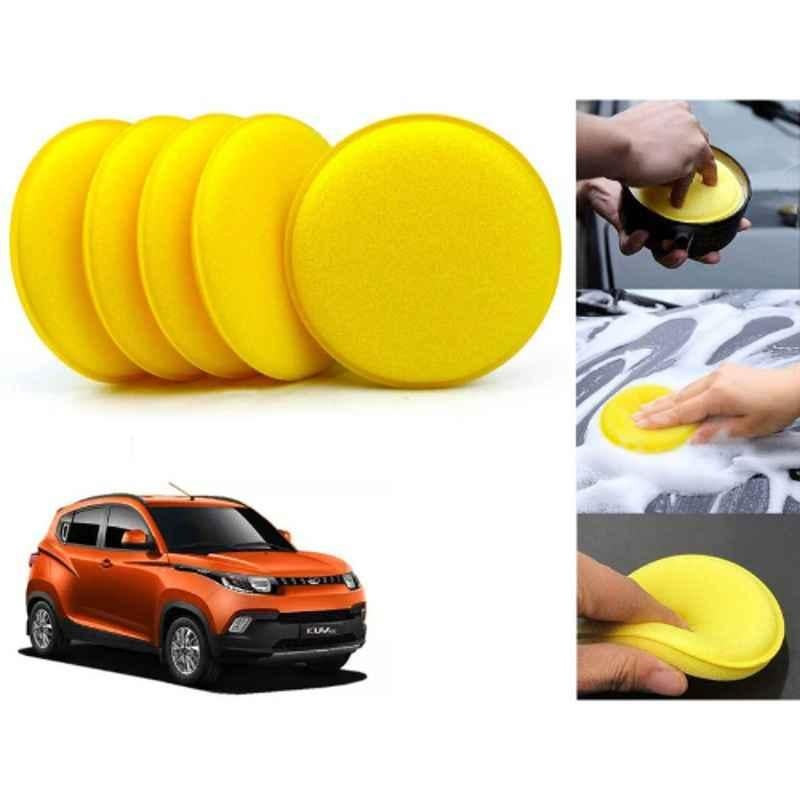 Auto Pearl Polyurethane Beige Washing & Waxing Polish Foam Sponge for KUV 100 2016 (Pack of 5)
