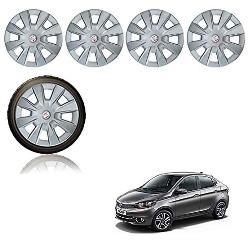Auto Pearl 4 Pcs 14 inch ABS Silver Car Wheel Cover Set for Tata Tigor XM, XT & XTA