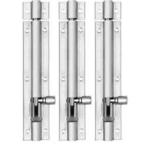 Senkiddpro 195mm Stainless Steel Chrome Finish Push to Close Tower Bolt (Pack of 3)