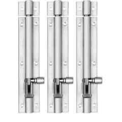 Senkiddpro 195mm Stainless Steel Chrome Finish Push to Close Tower Bolt (Pack of 3)