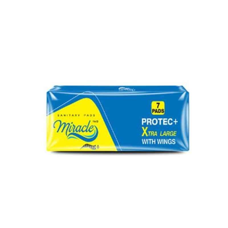 Miracle Protec+ 7 Pcs 280mm Straight Sanitary Napkins with Wings, MPSNW-4-7 (Pack of 10)