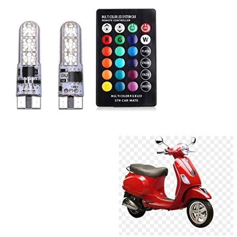 Kozdiko 2 Pcs 12V T10 Polycarbonate RGB LED Scotty Light Set with Remote Control for Vespa LX 150