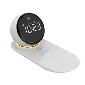 Cybernautt AX06 15W 5-in-1 Alarm Clock Music System,Wireless Charger, Bluetooth Speaker, Ambient Night Light, LED Clock with Magnetic Mount