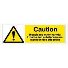 SUNSIGNS 450x150mm Vinyl & ACP Sheet Caution Bleach And Other Harmful Irritants and Substances are Stored in This Cupboard Signage, SN0077VNLM3HPIFAL