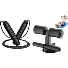 Shopeleven Plastic & Steel Bearing Skipping Rope with Sit-up Bar for Core Strength & Full Body Toning