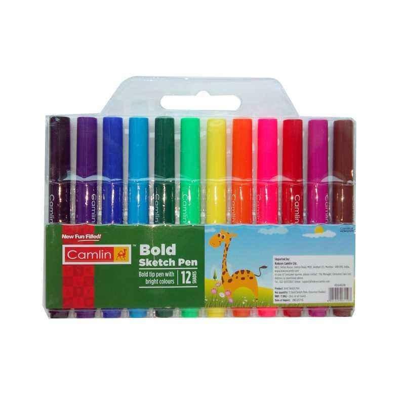 Camlin 12 Shades Bold Sketch Pen Set, 4044608 (Pack of 5)