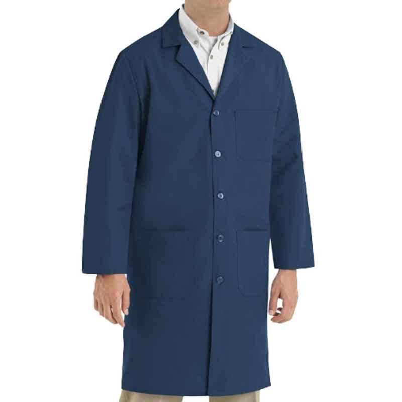 Superb Uniforms Polyester & Cotton Navy Blue Full Sleeves Long Lab Coat for Men, SUW/N/LC012, Size: 3XL