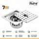 Ruhe 5x5 inch 304 Grade Stainless Steel Fire Flat Cut Cockroach Drain Square with Trap, 16-0307-03