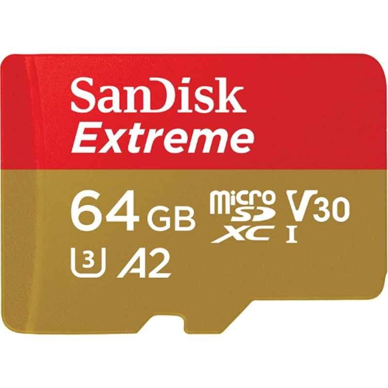 SanDisk Extreme 64GB MicroSDXC UHS-I Memory Card, SDSQXAH-064G-GN6MN