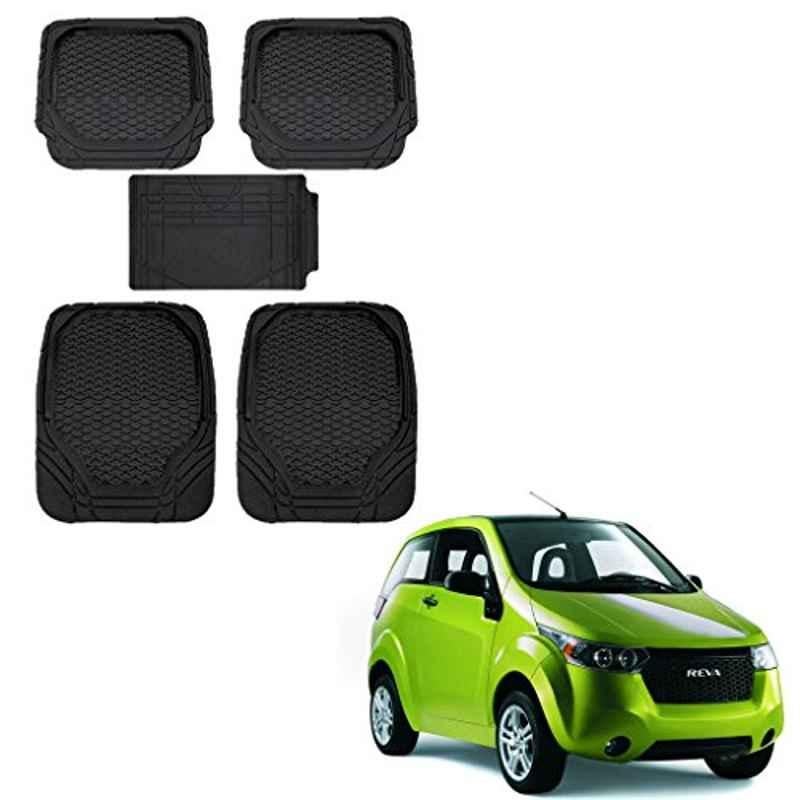 Kozdiko 8855TW 5 Pcs Rubber Black Rubber Car Mat Set for Mahindra Reva