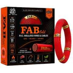 Fabgold 0.75 Sqmm Red FR PVC Multi Strand Electrical Wire, FABGOLD1, Length: 90m
