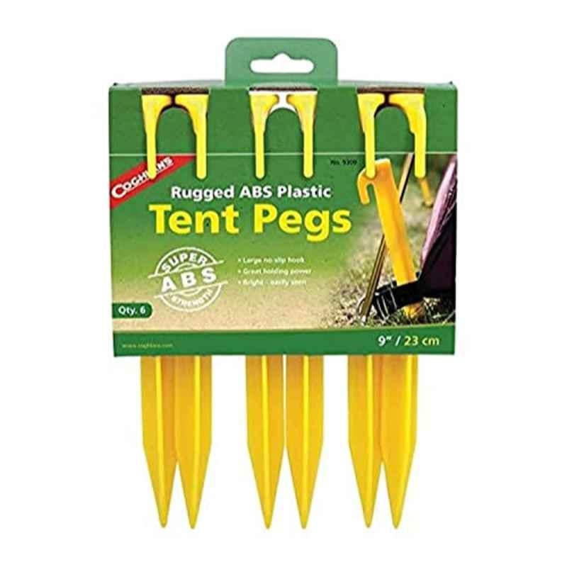 Coghlans 6Pcs 9 inch ABS Yellow Tent Peg