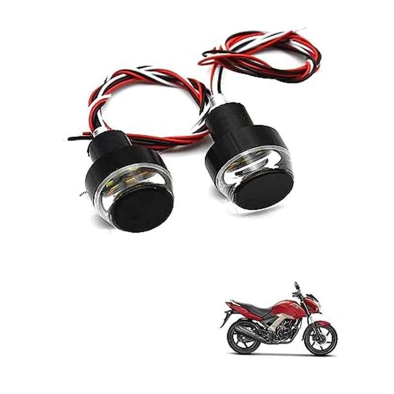 Kozdiko 2 Pcs Dual Colour Motorcycle LED Indicator Turn Signal Handle Bar Light Set for Honda CB Unicorn 160