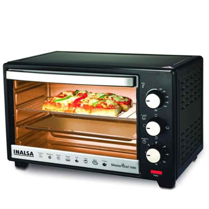 Inalsa MasterChef 16BK 1300W 16L Black & Silver Oven Toaster Griller