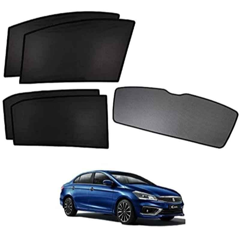 Kozdiko 5 Pcs Polyester Black Non Magnetic Window & Rear Sun Shades Set for Maruti Suzuki Ciaz Facelift