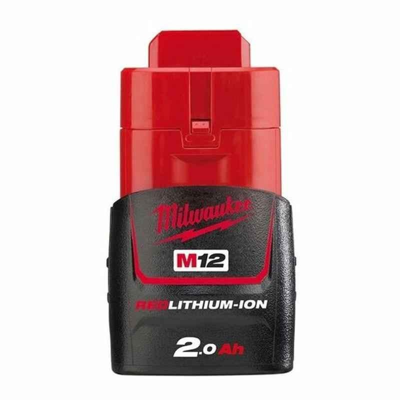 Milwaukee Compact RedLithium Battery, M12B2, 12V, 2.0Ah
